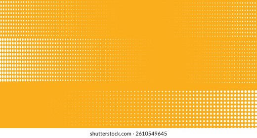 Yellow halftone pattern. Retro comic gradient background. Bright orange pixelated dotted texture overlay vector illustration eps10