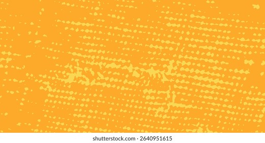 Yellow halftone pattern. Retro comic gradient background. Bright orange pixelated dotted texture overlay modern arts dotted