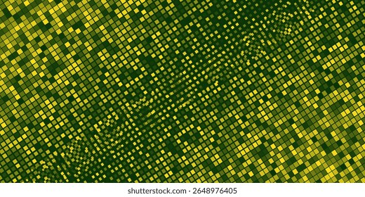 Padrão de meio-tom amarelo. Fundo de gradiente de quadrinhos retrô. Sobreposição de textura pontilhada em pixels laranja brilhante. Desenho animado pop art desbotado padrão de gradiente. Tela de fundo vetorial para cartaz, faixa, anúncio