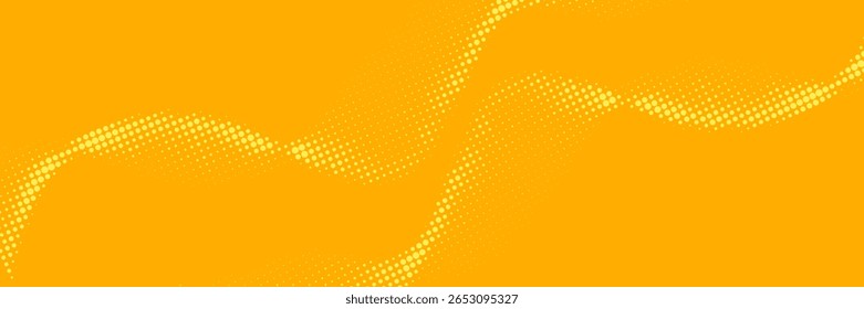 Yellow halftone pattern. Retro comic gradient background. Bright orange wavy pixel dot texture overlay.