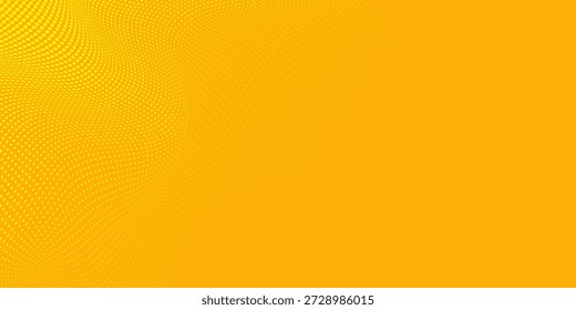 Padrão de meio-tom amarelo. Gradiente retro cômico de fundo. Sobreposição de textura pontilhada pixelizada laranja brilhante. Padrão de gradiente desbotado da arte pop dos desenhos animados. 