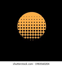 Yellow halftone sun on black background