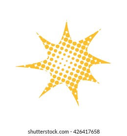 Yellow halftone sun. Vector illustration.