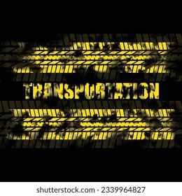 Yellow halftone tire tracks isolated on black background. Grunge transportation and off road wallpaper