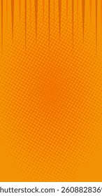 Yellow halftone vertical background with top pointed line. Suitable for comics, presentations, posters, etc.