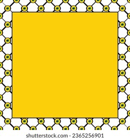 Yellow Halloween background with evil eye creepy border
