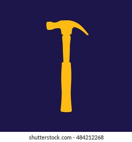 Yellow hammer icon vector illustration. Blue background