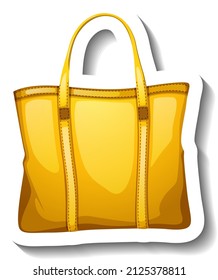 Yellow Hand Bag Sticker On White Background Illustration