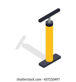 Yellow hand bicycle pump icon, isometric 3d style