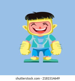yellow hand cartoon character boy 