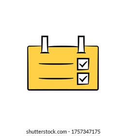 yellow hand drawn check list board, arrival airport board