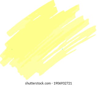 Yellow hand drawn vector marker isolated on white background	