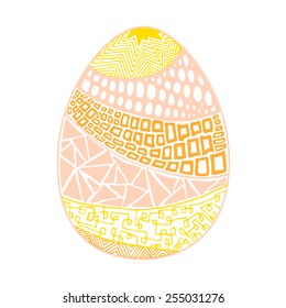 Yellow hand drawn zentangle easter eggs. Vector illustration