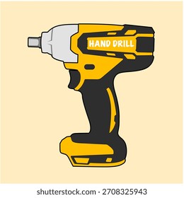 Vector de diseño plano de taladro de mano amarillo