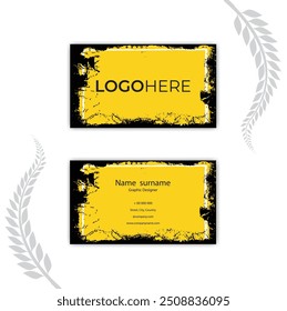 gelb handgemalte abstrakte Design Visitenkarte.