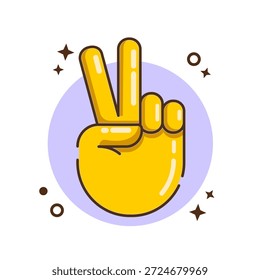 Diseño plano de Ilustración vectorial de gestos de signo de paz de mano amarilla