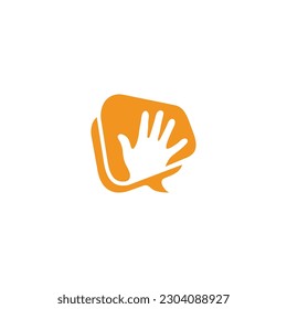 Yellow hand waving. Hand gesture. Icon. Vector isolated symbol on white background.