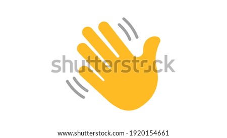 Yellow hand waving. Hand gesture. Icon. Vector isolated symbol on white background.