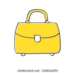 Yellow handbag or briefcase bag isolated vector illustration