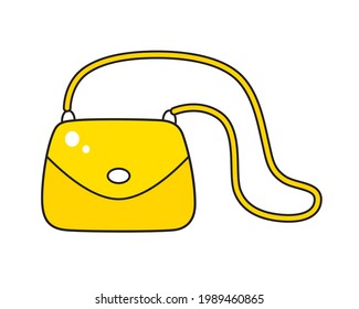 Yellow handbag or purse bag with long strap isolated vector