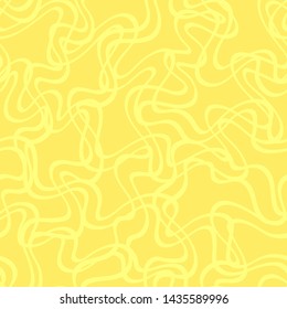 yellow handdrawn wavy lines. chaotic seamless vector pattern