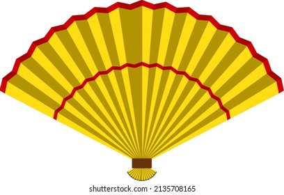 Yellow handfan, illustration, vector on a white background.
