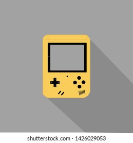 yellow handheld game console with gray background vector