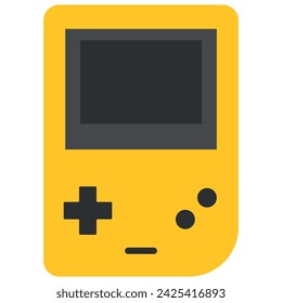 Yellow handheld gaming console with dark screen and control buttons, resembling a retro console.