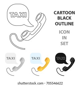 Yellow handset with cord to call a taxi Taxi station single icon in cartoon style vector symbol stock illustration.