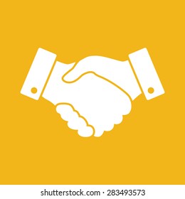 yellow handshake vector icon. design for business and finance concept