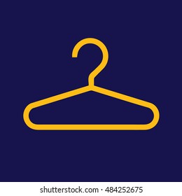Yellow hanger icon vector. Blue background