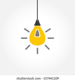 Yellow Hanging Light Bulb On White Background