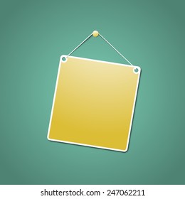 Yellow hanging sign