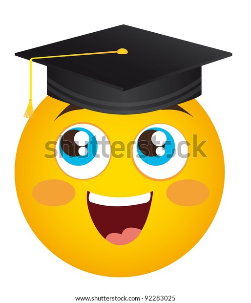 Yellow Happy Face Graduate Hat Isolated Stock Vector (Royalty Free ...