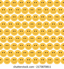 Yellow Happy Face Seamless Vector Pattern.