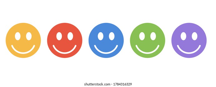 Yellow happy face with smile set colored vector icon isolated on white background. Emoticon icon.