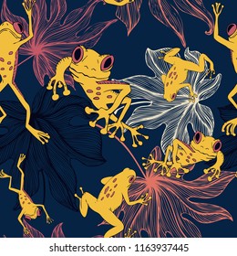 Yellow Happy Frogs Pattern