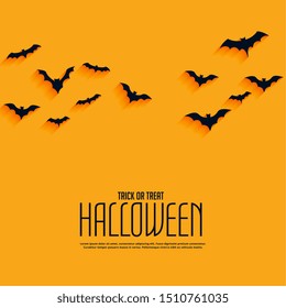 yellow happy halloween background with flying bats