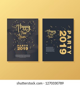 Yellow Happy New Year 2019 Black Gold Elegant Card