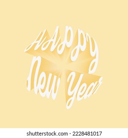 yellow happy new year typography, for greeting card decoration