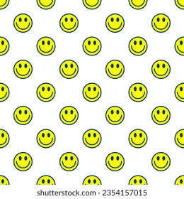 Yellow Happy Smiley Seamless Pattern vector illustration