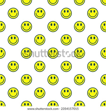 Yellow Happy Smiley Seamless Pattern vector illustration
