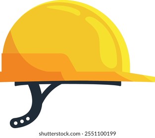 A yellow hard hat with a black strap