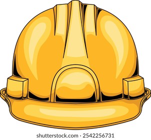 Yellow hard hat, construction worker helmet equipment. Vector illustration