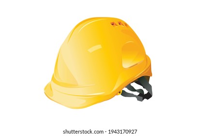 Yellow hard hat isolated on white background, construction concept, vector design.