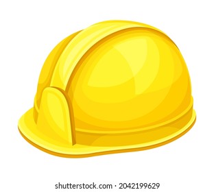 Yellow Hard Hat or Protective Helmet as Safety Equipment for Construction and Industrial Work Vector Illustration