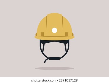 A yellow hard hat as a symbol of safety and diligence, its design suggests readiness for challenging tasks, standing as a beacon of protection in hazardous environment