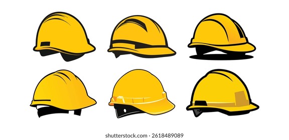 Yellow Hard Hats Safety Construction Icons