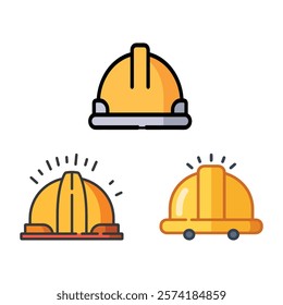 Yellow Hard Hats Safety Icons Construction Worker