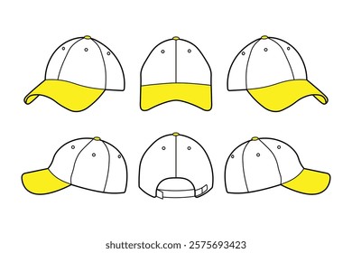 Yellow hat icon. Baseball cap. Sports head vector design illustration isolated on white background